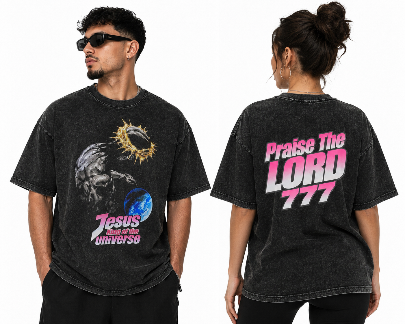 Jesus King of the Universe vintage wash Tee